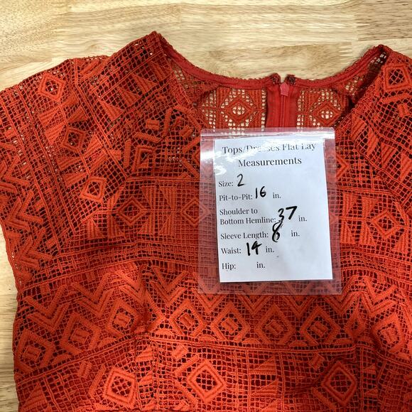 Anthropologie Maeve Prima Lace Flowy Dress Women's 2 Burnt Orange - Picture 9 of 9